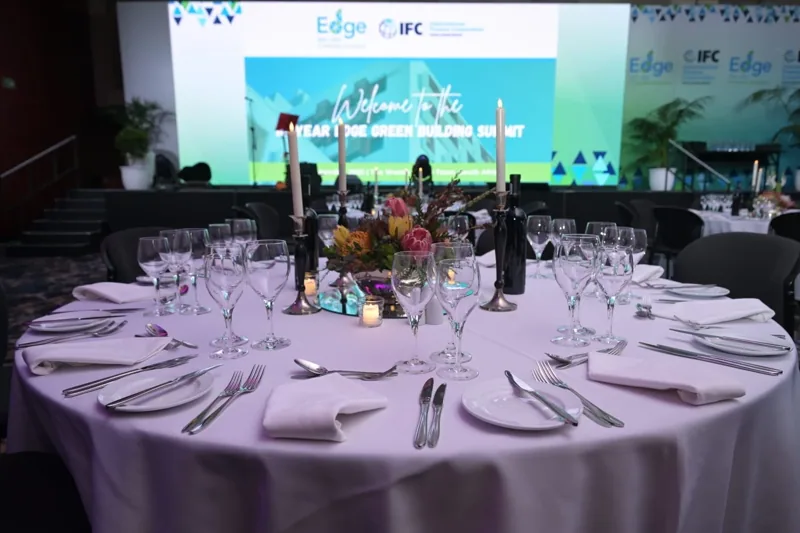 Tables set for an evening gathering